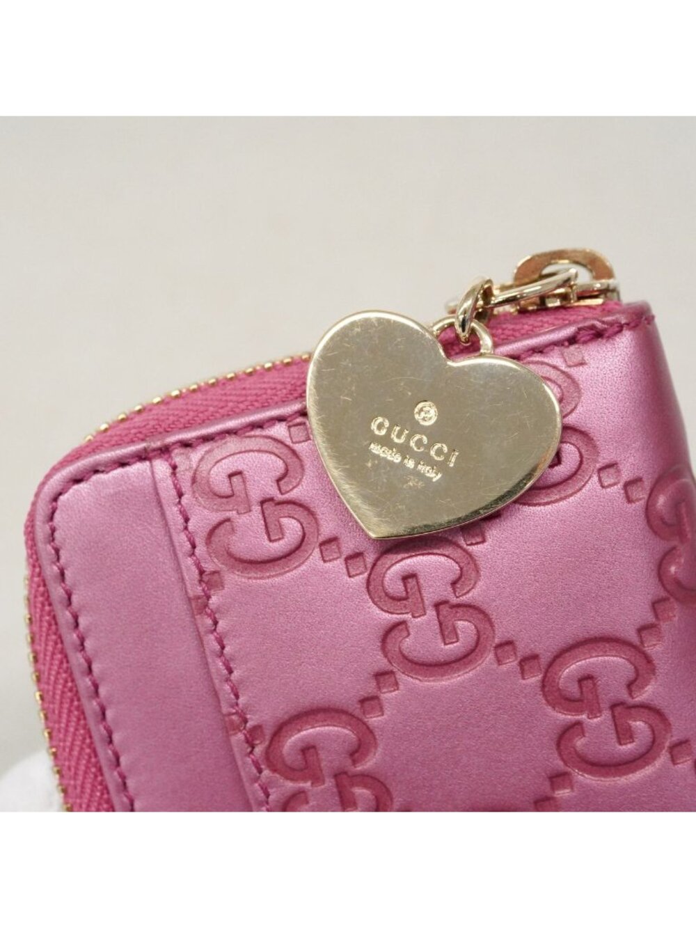 Gucci Coin Purse Guccissima Leather Pink Champagne Gold - Picture 8 of 9